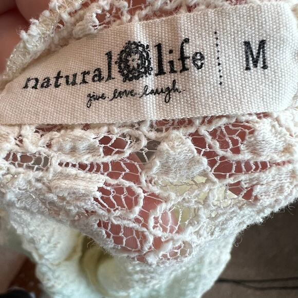 Natural Life Lace Layering Top in Ivory Long Sleeve size Medium Boho Coastal - Picture 8 of 9